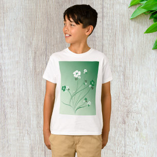 White And Green Flowers T-Shirt