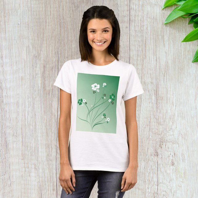 White And Green Flowers T-Shirt (Creator Uploaded)