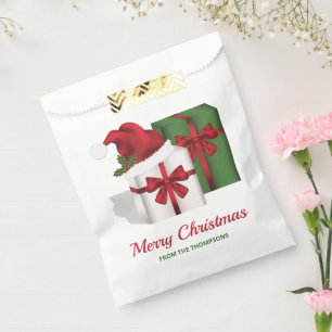 White And Green Gift Boxes With Custom Text Favour Bag
