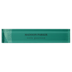 White and Green Glitter  Nameplate