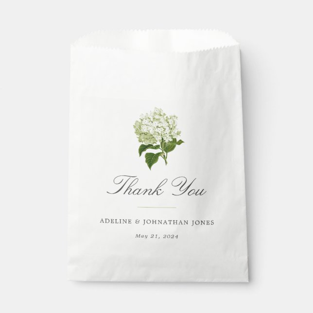 White and Green Hydrangea Elegant Favour Bag (Front)