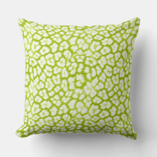 White and green leopard print throw pillow