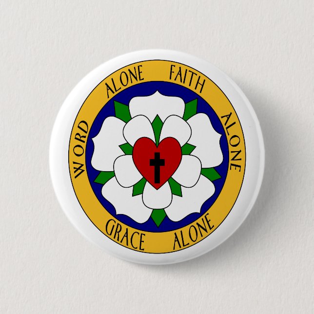 White And Green Luther Rose 2 Inch Round Button (Front)