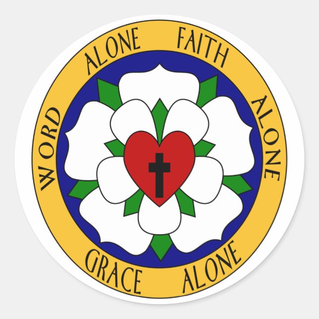 White And Green Luther Rose Classic Round Sticker (Front)