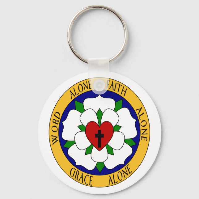 White And Green Luther Rose Keychain (Front)