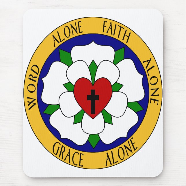 White And Green Luther Rose Mouse Pad (Front)
