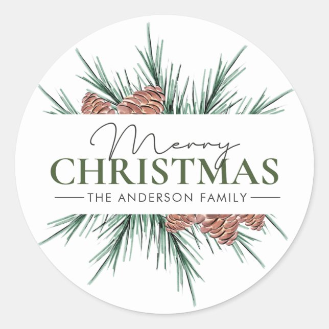 White and Green Minimalist    Classic Round Sticker (Front)