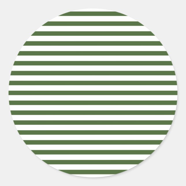 WHite and Green Modern Pinstripes Pattern Classic Round Sticker (Front)
