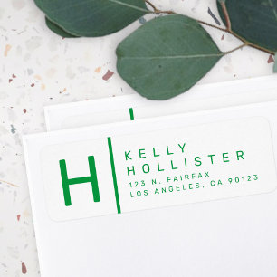 White and Green Modern Return Address