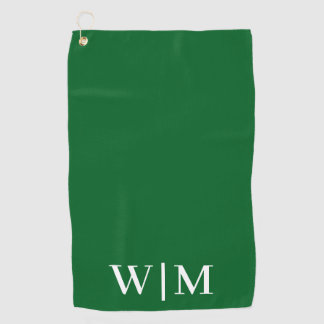 White and Green Personalized Golf Towel