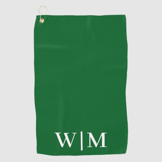 White and Green Personalized Golf Towel (Front)