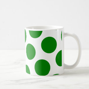White and Green Polka Dot Pattern Coffee Mug
