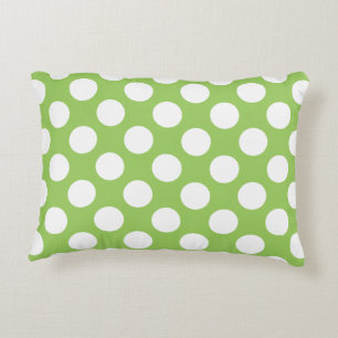 White And Green Polka Dot Pattern Decorative Pillow