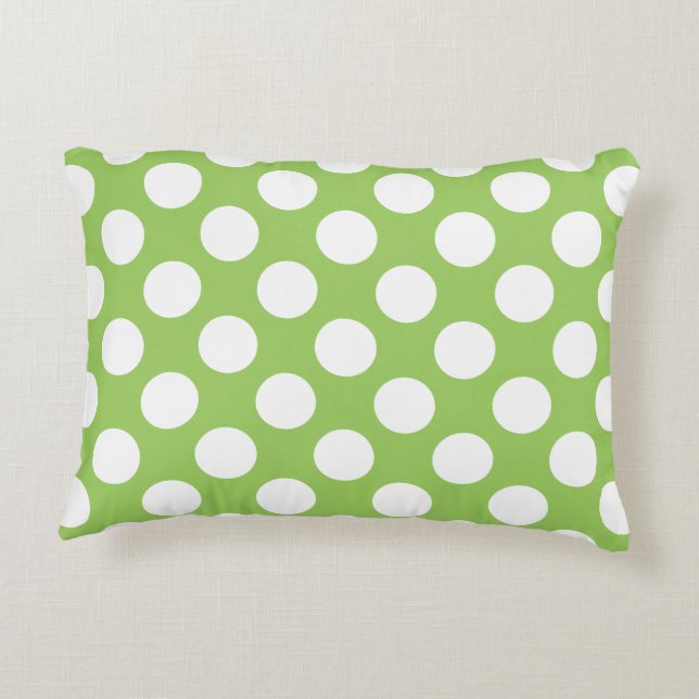White And Green Polka Dot Pattern Decorative Pillow (Back)
