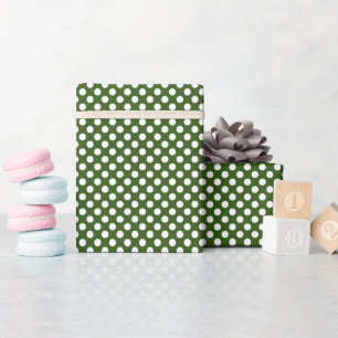 White and Green Polka Dots  Wrapping Paper