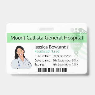 White And Green Registered Nurse Hospital Logo Badge