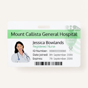White And Green Registered Nurse Hospital Logo Badge