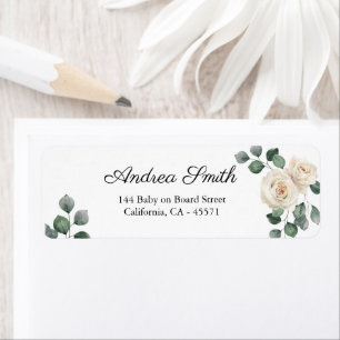 White and Green Rose Return Address 