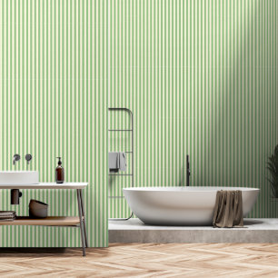 White and green striped classic peel and stick wallpaper