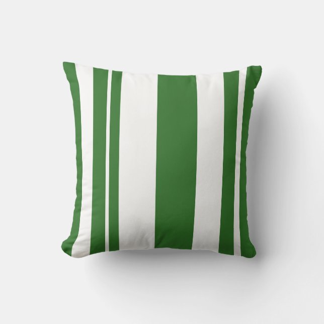 White and Green Striped throw pillow (Front)