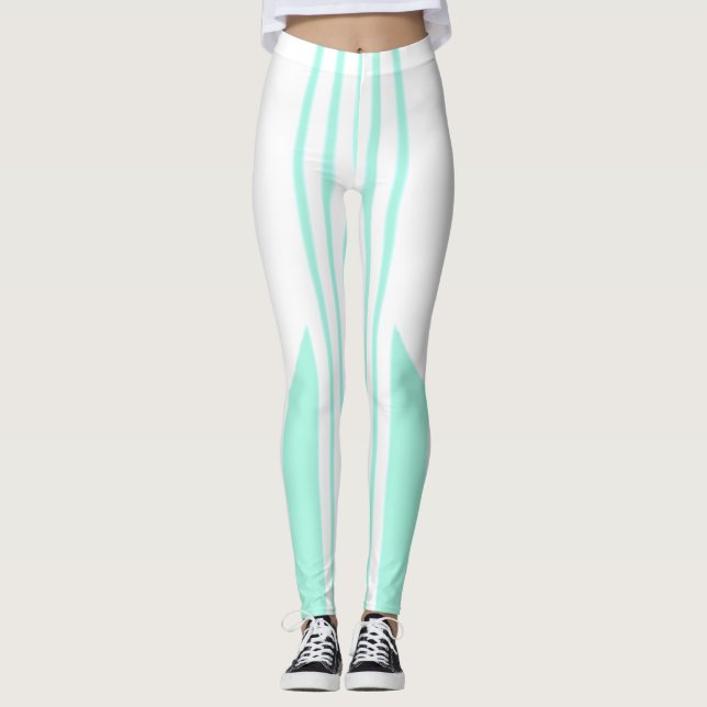 White and Green stripes leggings  (Front)