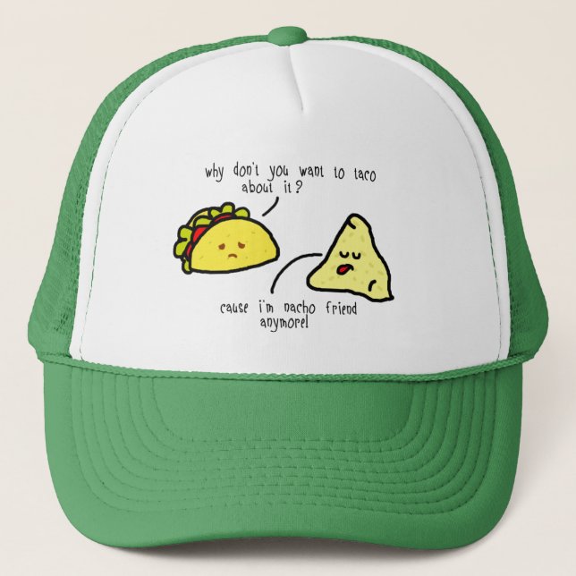White and Green Taco and Nacho Trucker Hat (Front)