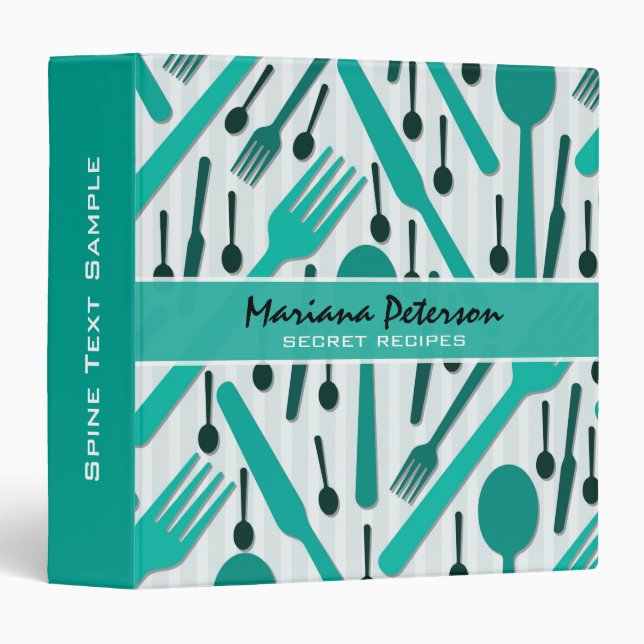 White And Green Utensils Random Pattern Binder (Front/Spine)