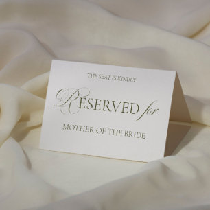 White and Green Wedding Reserved Place Card