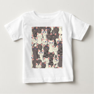 White and grey cats pattern baby T-Shirt