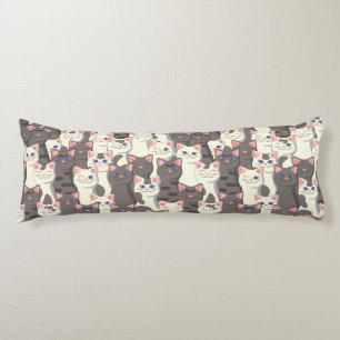White and grey cats pattern body pillow