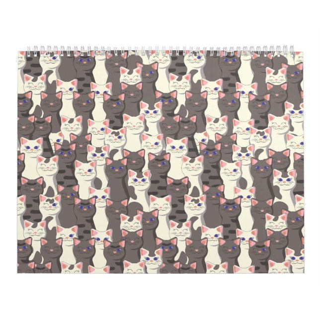 White and grey cats pattern calendar (Cover)