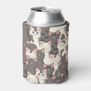 White and grey cats pattern can cooler