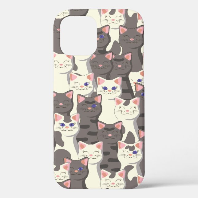 White and grey cats pattern Case-Mate iPhone case (Back)