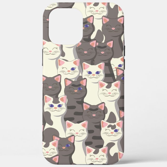 White and grey cats pattern Case-Mate iPhone case (Back)
