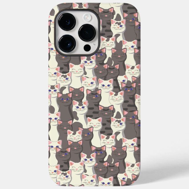 White and grey cats pattern Case-Mate iPhone case (Back)
