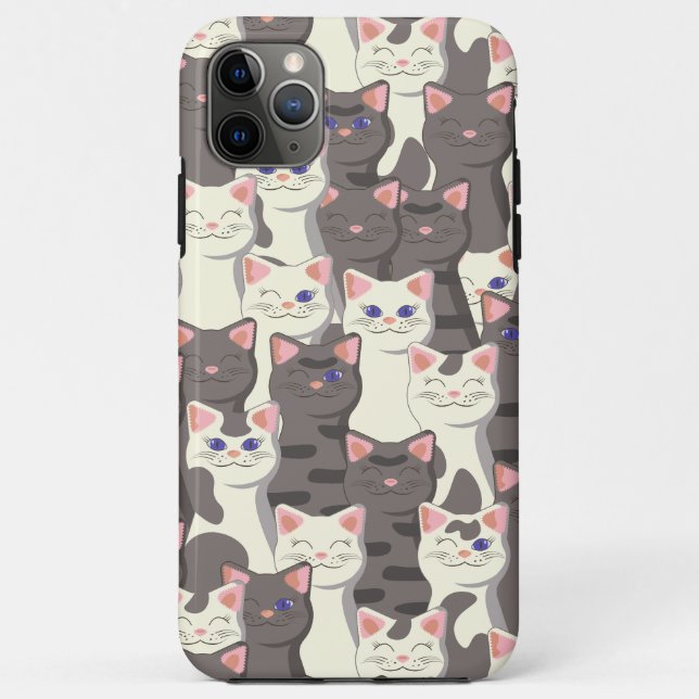 White and grey cats pattern Case-Mate iPhone case (Back)