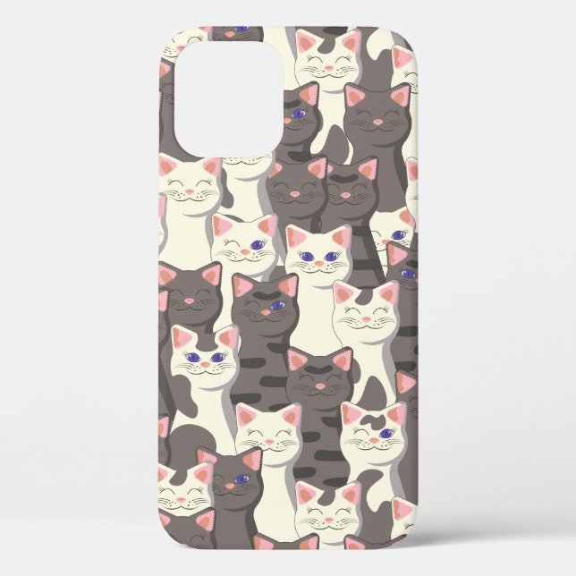 White and grey cats pattern Case-Mate iPhone case (Back)