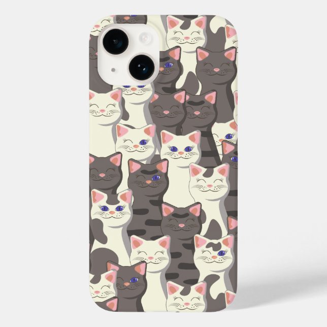 White and grey cats pattern Case-Mate iPhone case (Back)
