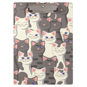 White and grey cats pattern clipboard