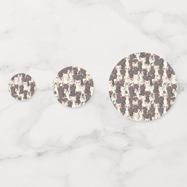 White and grey cats pattern confetti (Backs)