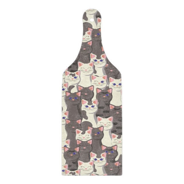White and grey cats pattern cutting board (Front)