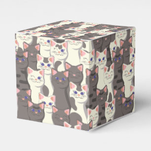 White and grey cats pattern favor box