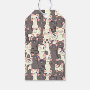 White and grey cats pattern gift tags
