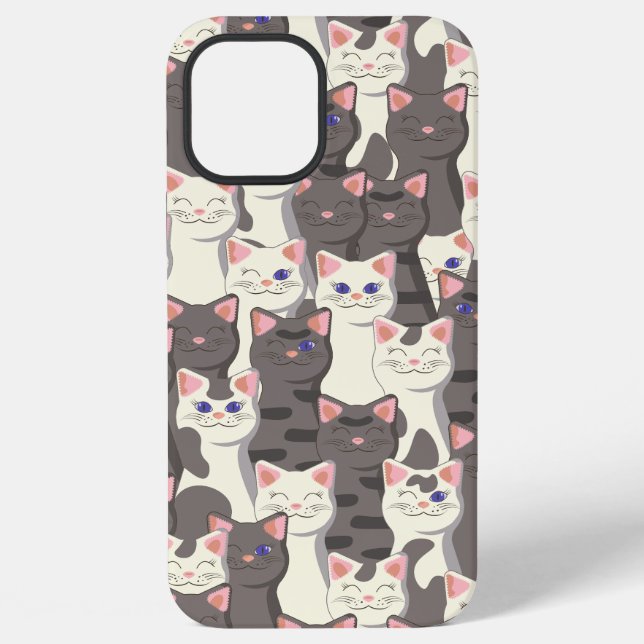 White and grey cats pattern iPhone case (Back)
