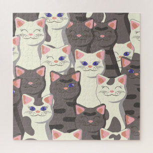 White and grey cats pattern jigsaw puzzle