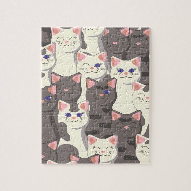 White and grey cats pattern jigsaw puzzle (Vertical)
