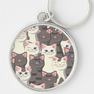 White and grey cats pattern keychain