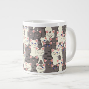 White and grey cats pattern large coffee mug