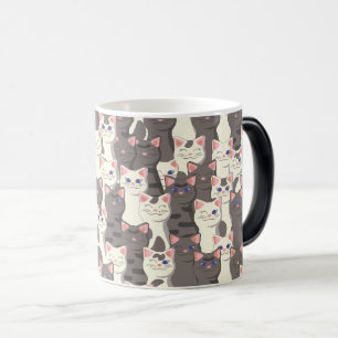 White and grey cats pattern magic mug