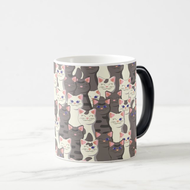 White and grey cats pattern magic mug (Front Right)